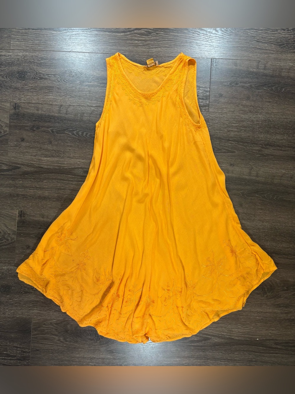 Orange Embroidered Maxi Midi Dress